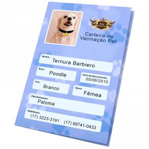 Cartão de Vacinação Pet offset 180g 10x14cm 4x4 colorido  corte reto 